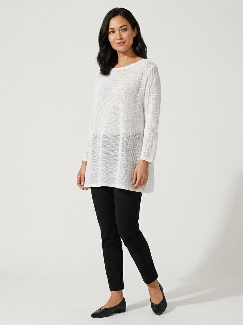 Alfani White Lightweight Knit Tunic Top Size XL